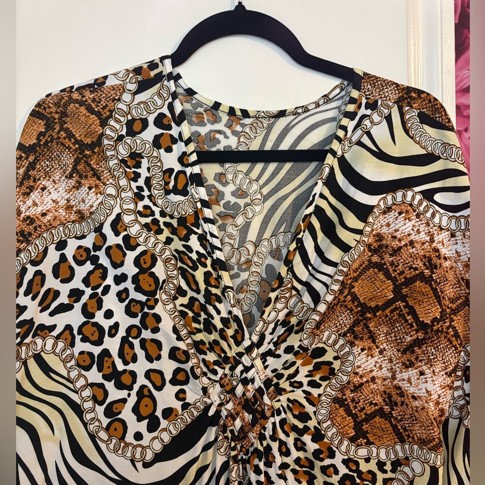 Animal Print Kaftan Dress/mumu or swimsuit cover up - Picture 3 of 6